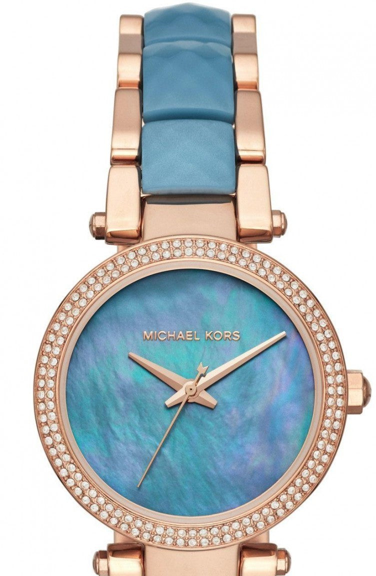 Buy Michael Kors Parker Blue Mother Of Pearl Dial Two Tone Steel Strap Ladies Watch - Mk6491 in Pakistan