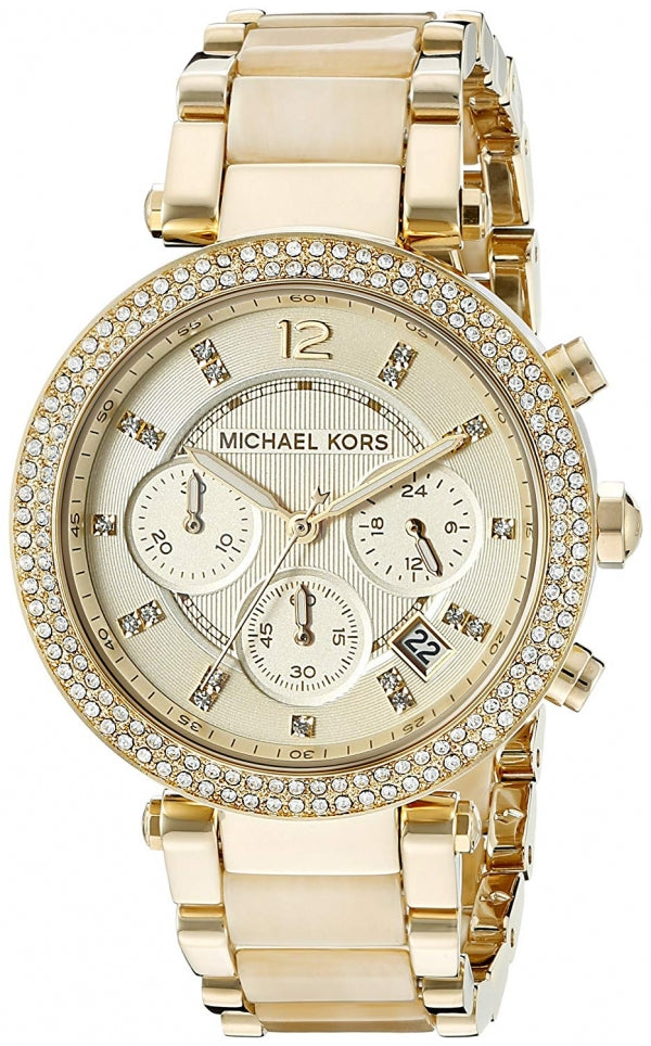Buy Michael Kors Parker Chronograph Champagne Gold Dial Gold Steel Strap Ladies Watch - Mk5632 in Pakistan