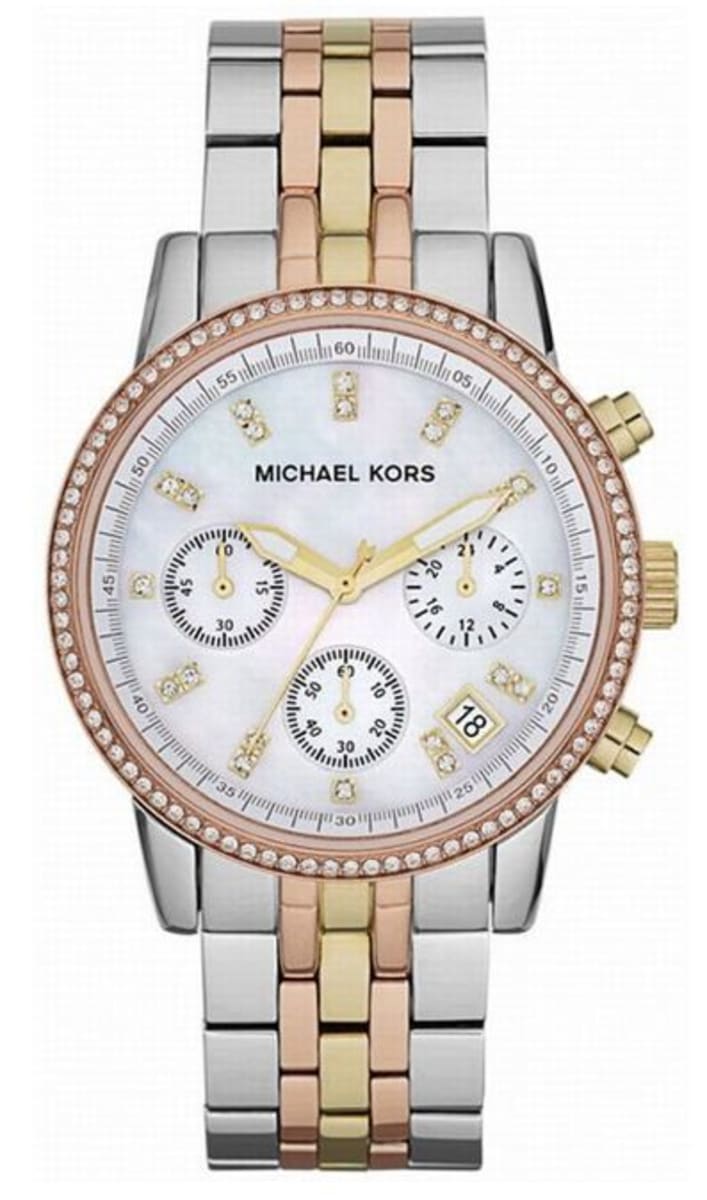 Buy Michael Kors White Dial Two Tone Stainless Steel Strap Watch For Women Mk5650 in Pakistan