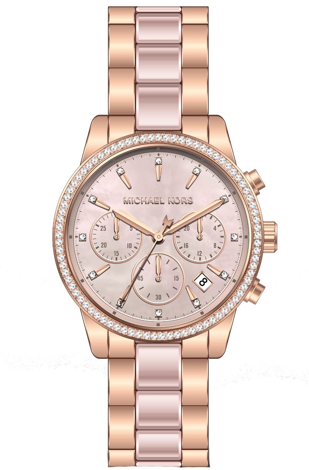 Buy Michael Kors Ritz Chronograph Quartz Crystal Two Tone Strap Ladies Watch - MK6769 in Pakistan