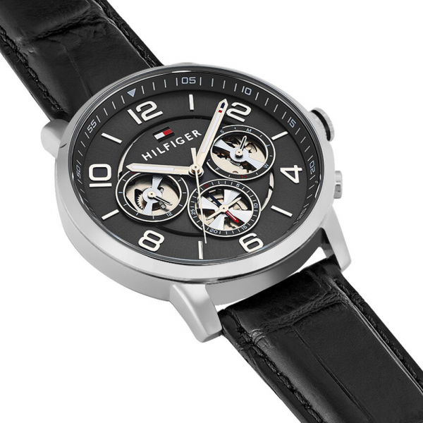 Buy Tommy Hilfiger Mens Quartz Leather Strap Multi Dial Grey Dial 44mm Watch - 1791289 in Pakistan