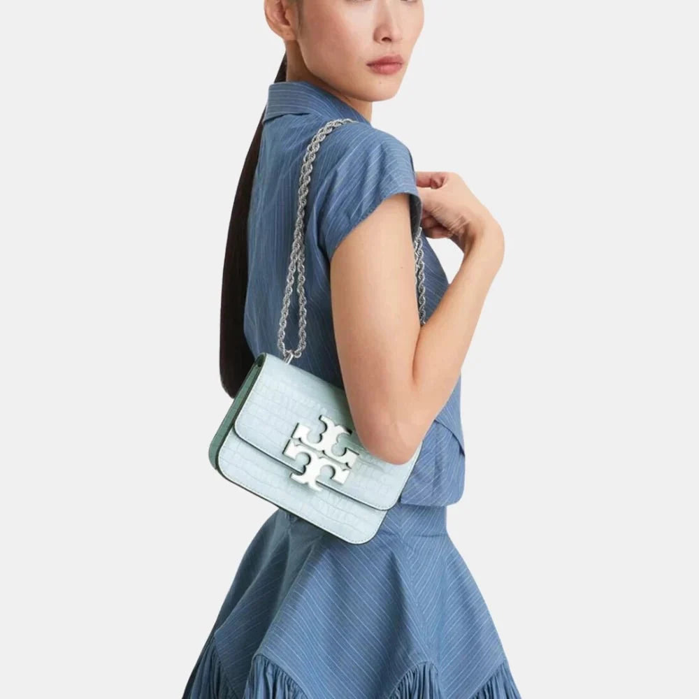 Buy Tory Burch Small Eleanor Croc-Embossed Bag (Blue) in Pakistan