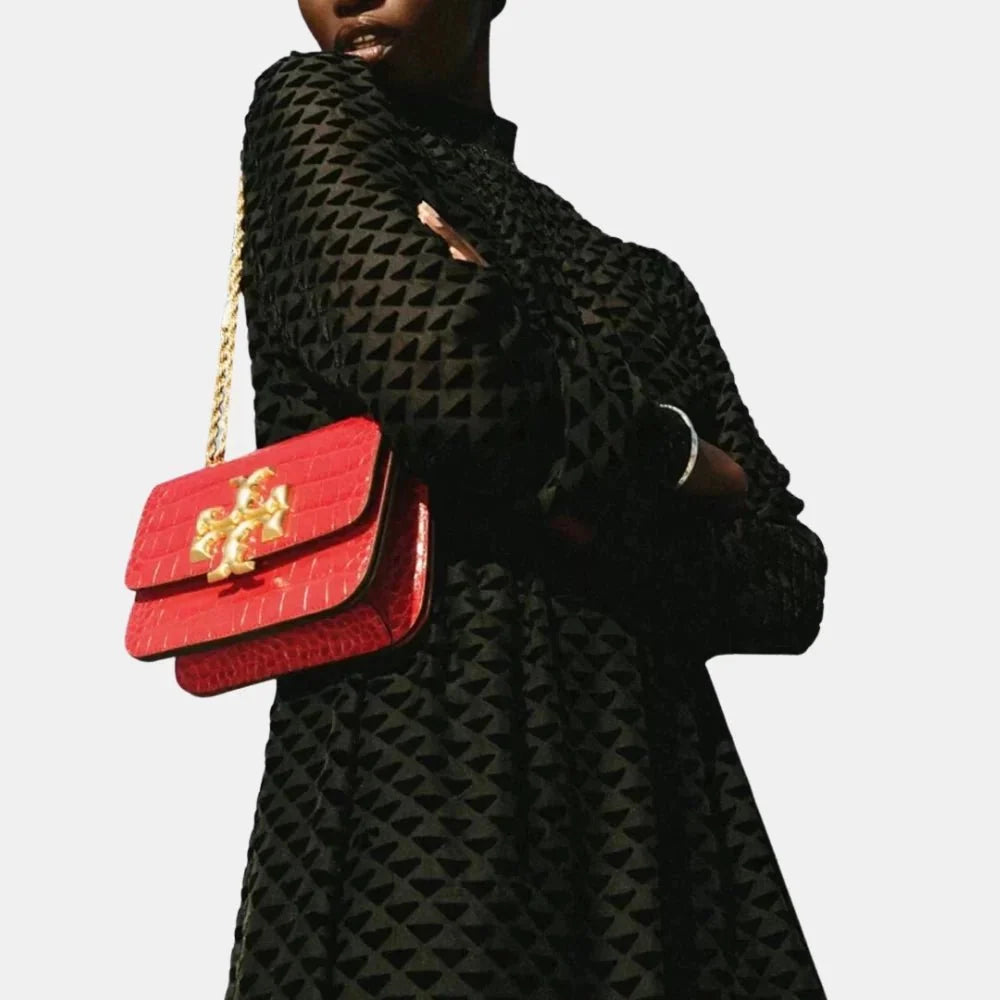 Buy Tory Burch Small Eleanor Croc-Embossed Bag (Red) in Pakistan