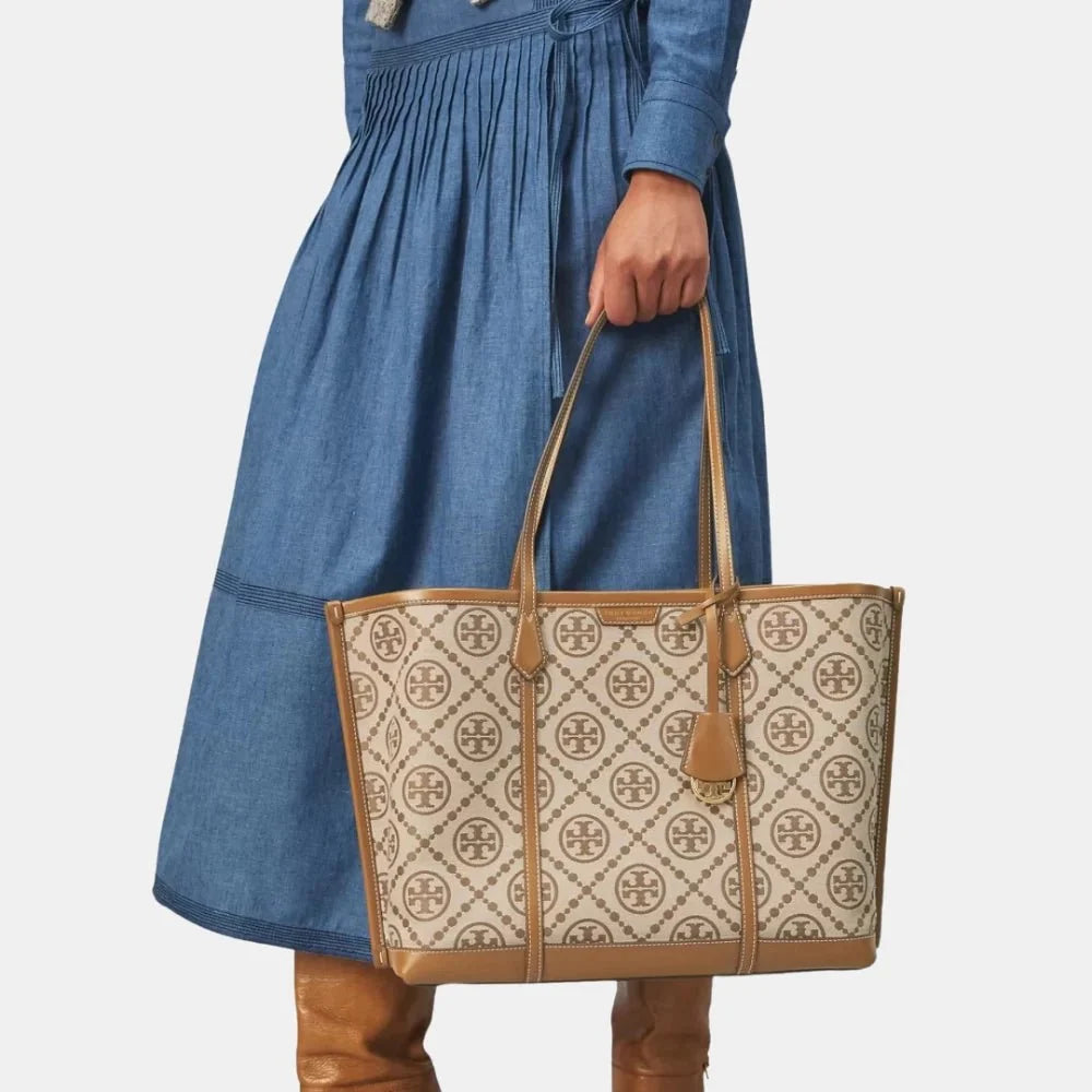 Buy Tory Burch Perry T Monogram Triple-Compartment Tote Bag in Pakistan