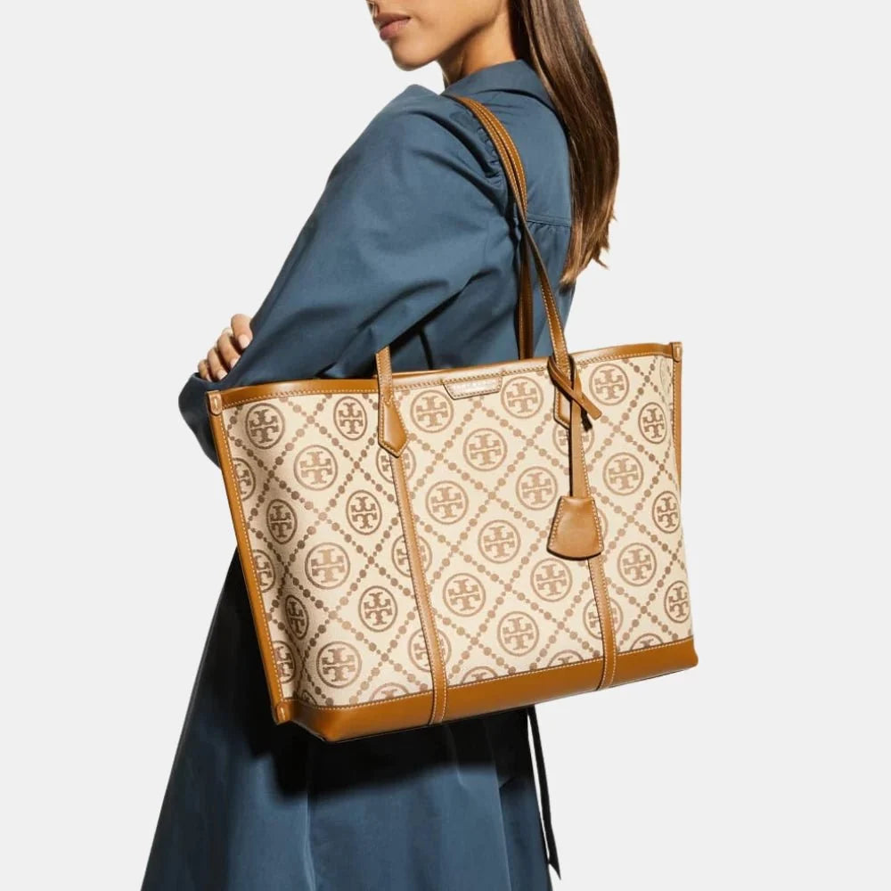 Buy Tory Burch Perry T Monogram Triple-Compartment Tote Bag in Pakistan
