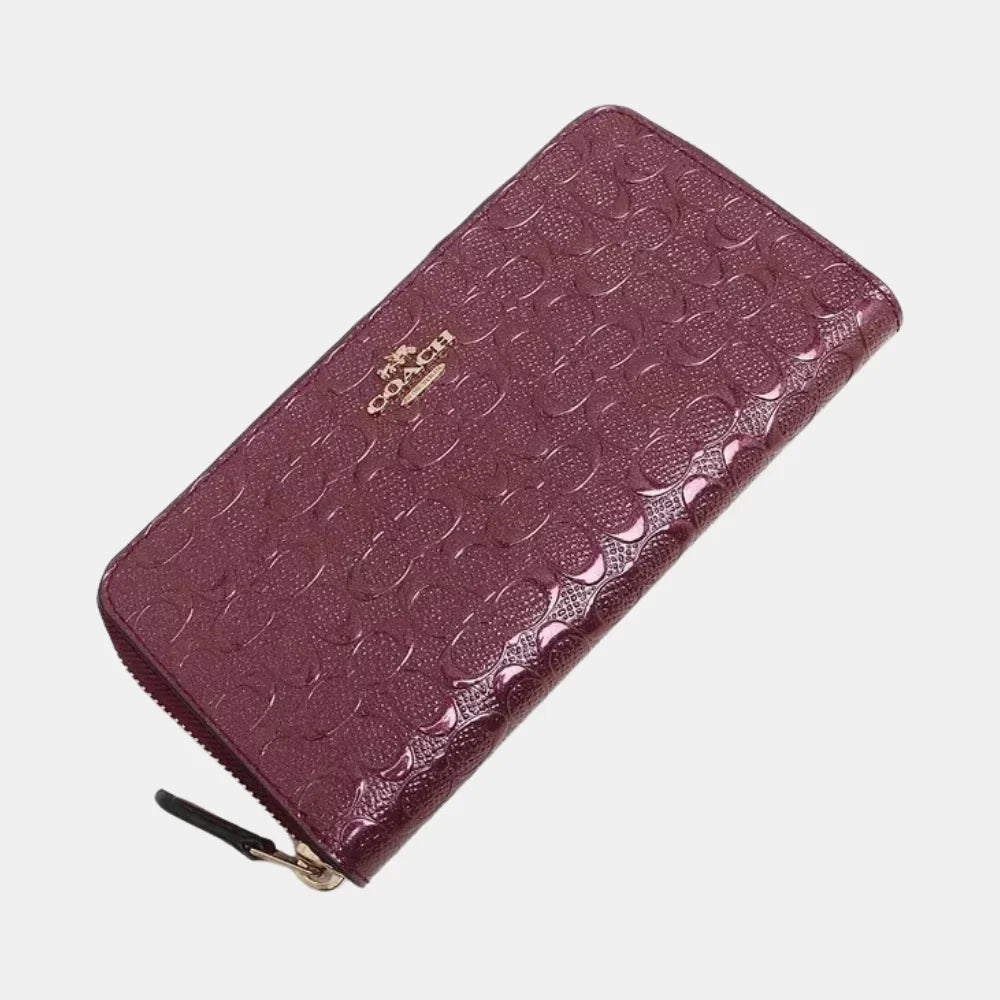 Buy Coach Accordion Zip Wallet in Signature Debossed Patent Leather (Maroon) in Pakistan