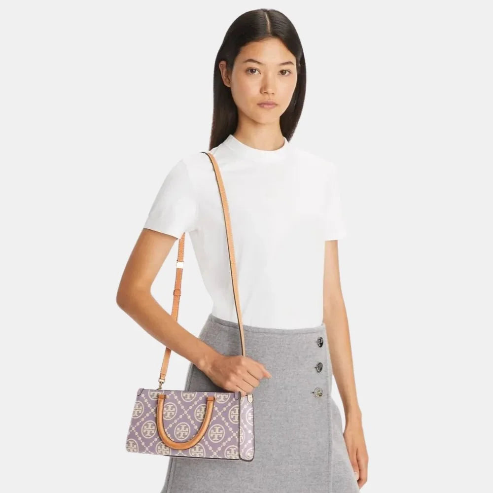 Buy Tory Burch T Monogram Embossed Small Rectangular Tote (Lilac) in Pakistan