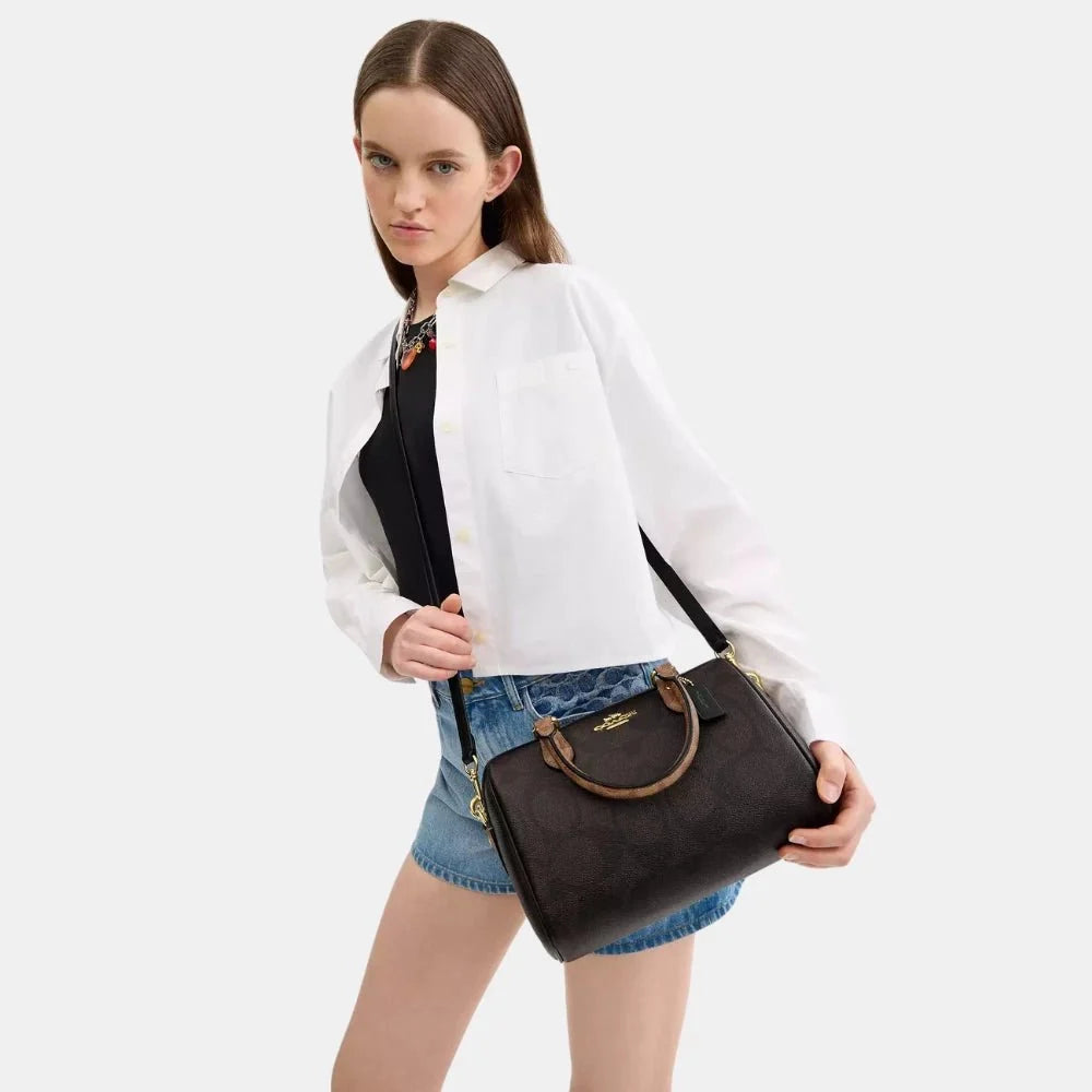 Buy Coach Rowan Satchel Bag In Blocked Signature Canvas in Pakistan