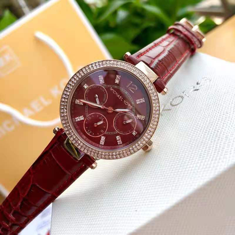 Buy Michael Kors Mini Parker Red Dial Red Leather Strap Ladies Watch - Mk6451 in Pakistan