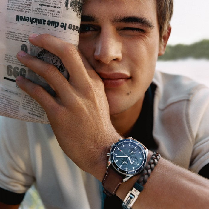 Buy Tommy Hilfiger Mens Quartz Leather Strap Blue Dial 44mm Watch - 1791837 in Pakistan