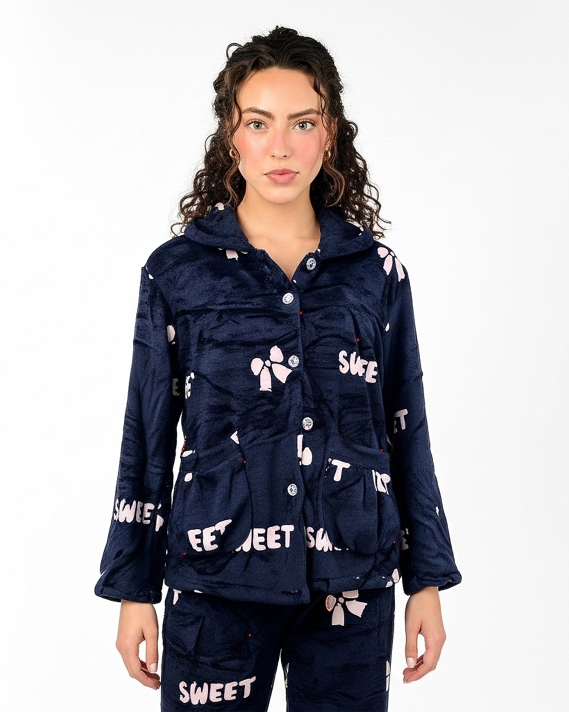Buy Sajiero Fleece Pajama Suit - Night Petal in Pakistan