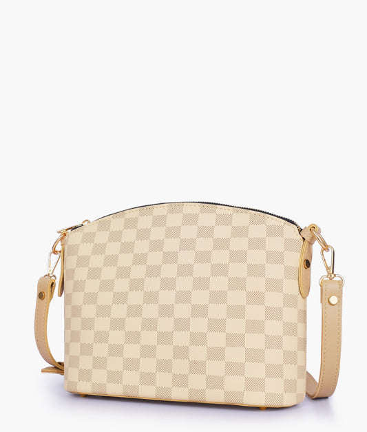 Buy Off-white checkered dome cross-body bag in Pakistan