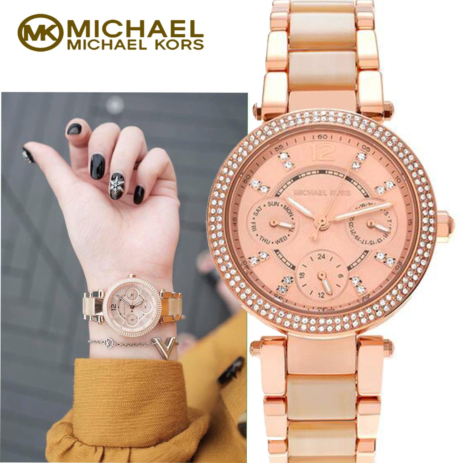 Buy Michael Kors Parker Women's Watch Rose Gold Dial Rose Gold Steel Strap - Mk6512 in Pakistan