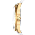 Buy Michael Kors Jessa Gold Dial with Diamonds White Leather Strap Watch for Women - MK7267 in Pakistan