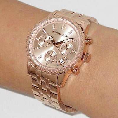 Buy Michael Kors Ritz Chronograph Rose Gold Dial Steel Ladies Watch - Mk6077 in Pakistan