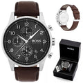 Buy Hugo Boss Mens Quartz Brown Leather Strap Black Dial 44mm Watch - 1513494 in Pakistan