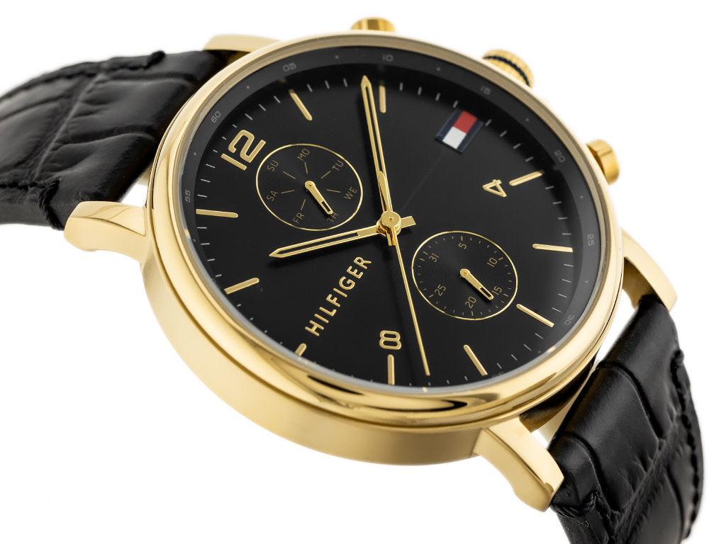 Buy Tommy Hilfiger Mens Quartz Leather Strap Black Dial 44mm Watch - 1710417 in Pakistan