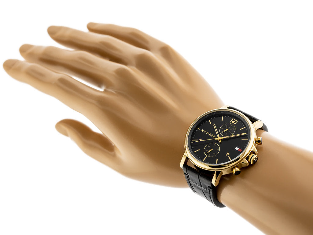 Buy Tommy Hilfiger Mens Quartz Leather Strap Black Dial 44mm Watch - 1710417 in Pakistan