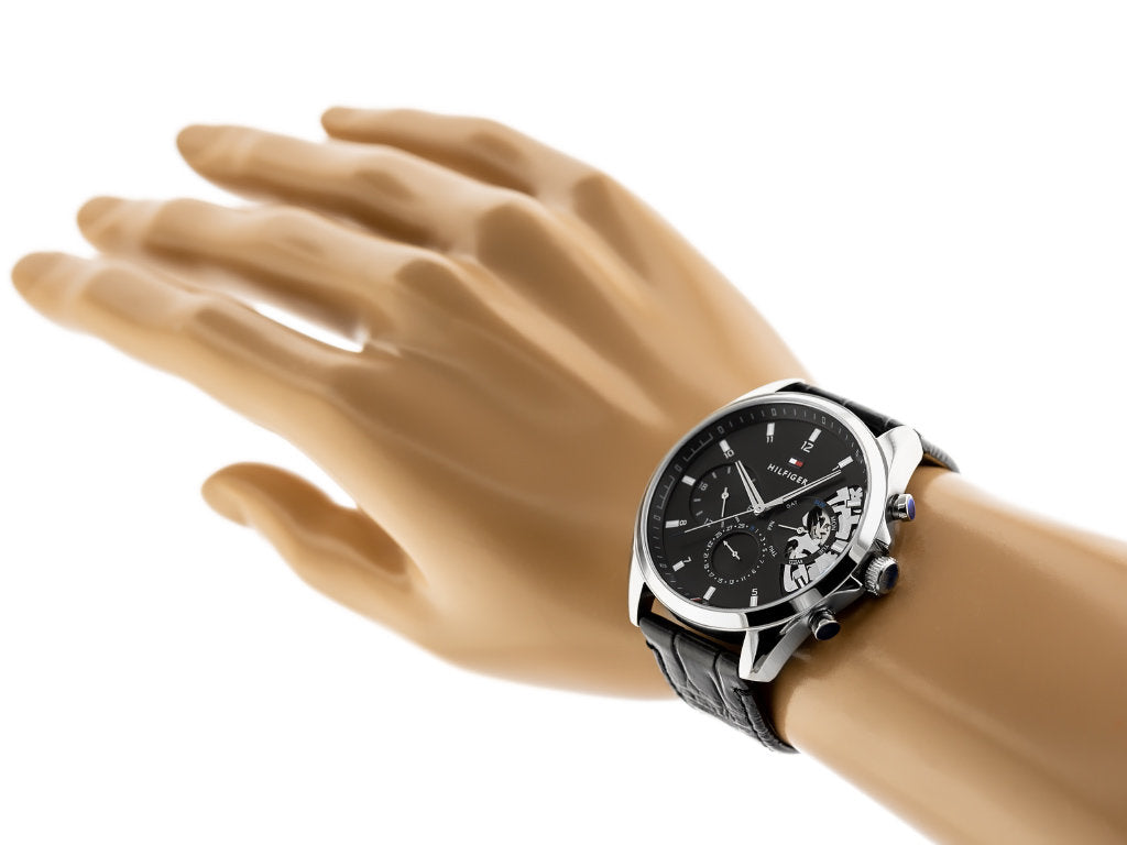 Buy Tommy Hilfiger Mens Quartz Leather Strap Black Dial 44mm Watch - 1710449 in Pakistan