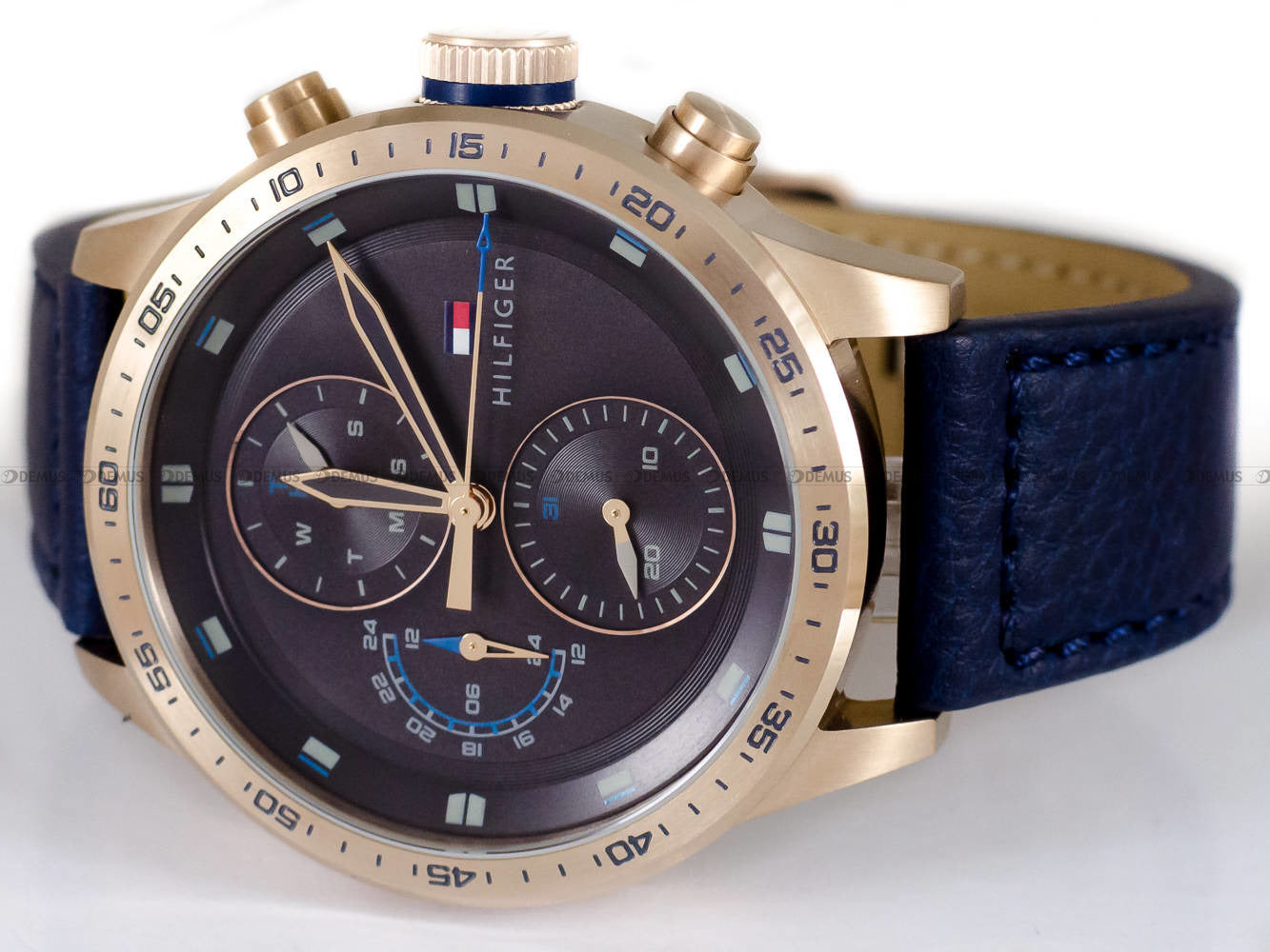 Buy Tommy Hilfiger Mens Quartz Blue Leather Strap Grey Dial 46mm Watch - 1791808 in Pakistan