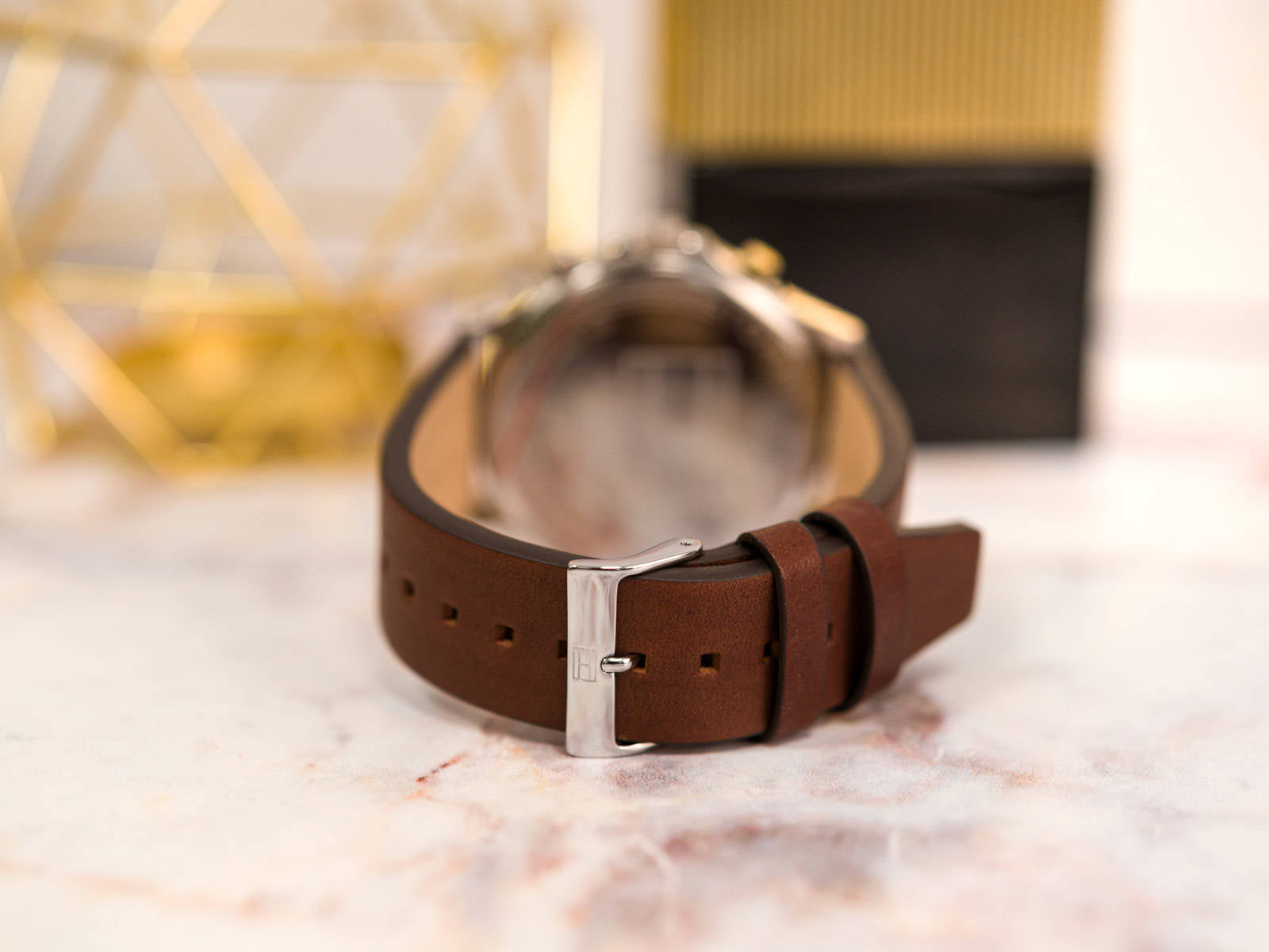 Buy Tommy Hilfiger Mens Quartz Brown Leather Strap Blue Dial 44mm Watch - 1710496 in Pakistan