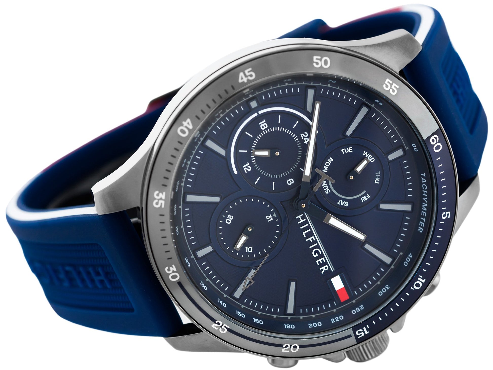 Buy Tommy Hilfiger Mens Quartz Silicone Strap Blue Dial 46mm Watch - 1791721 in Pakistan