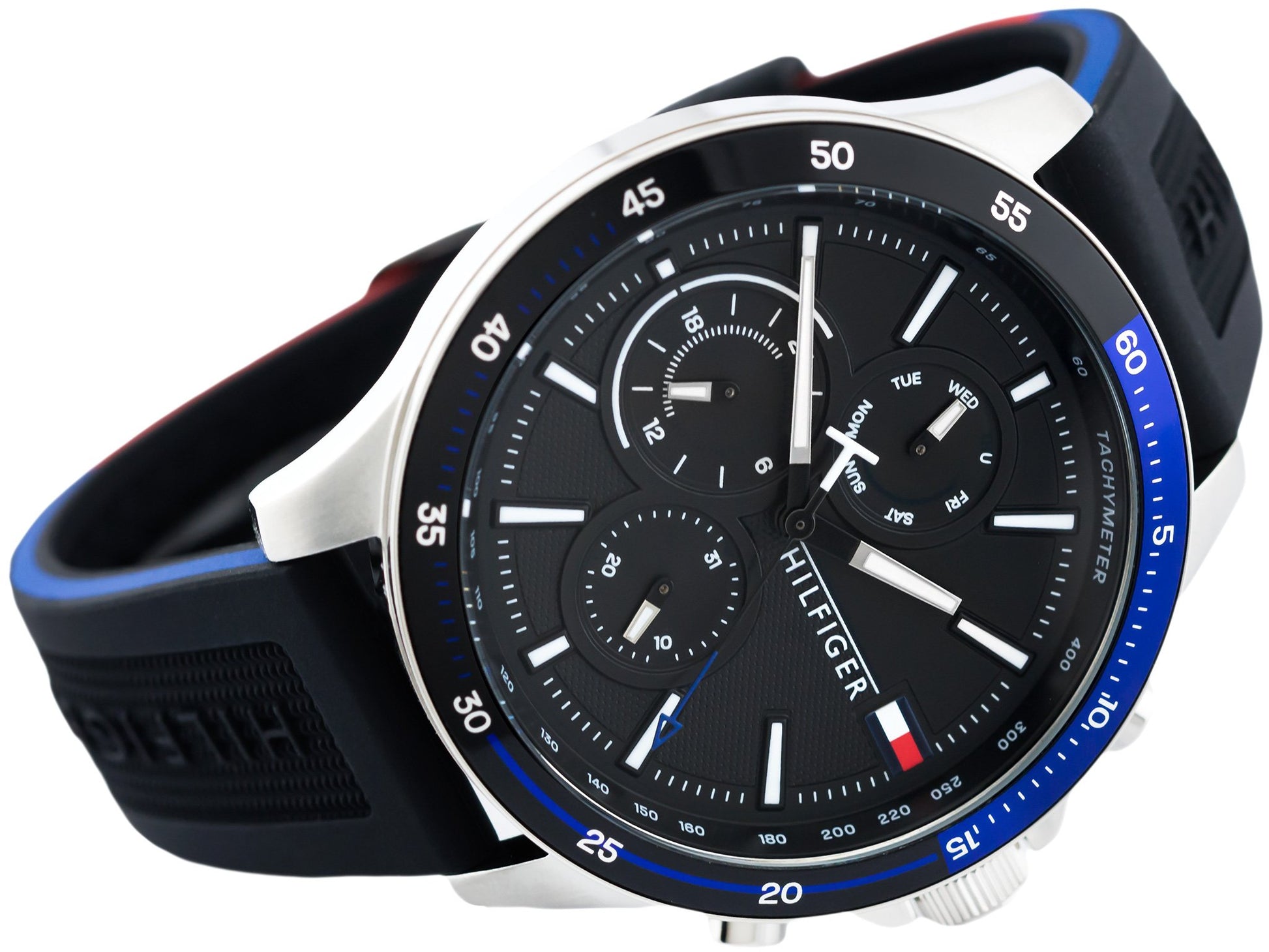 Buy Tommy Hilfiger Mens Quartz Silicone Strap Black Dial 46mm Watch - 1791724 in Pakistan