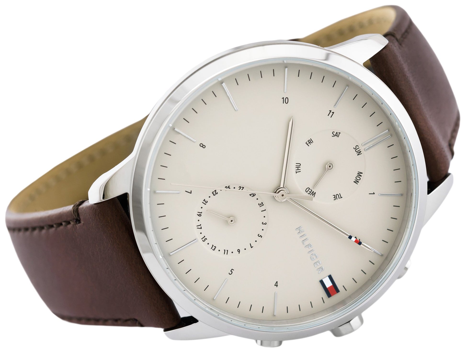 Buy Tommy Hilfiger Evan White Dial Brown Leather Strap Watch for Men - 1710404 in Pakistan