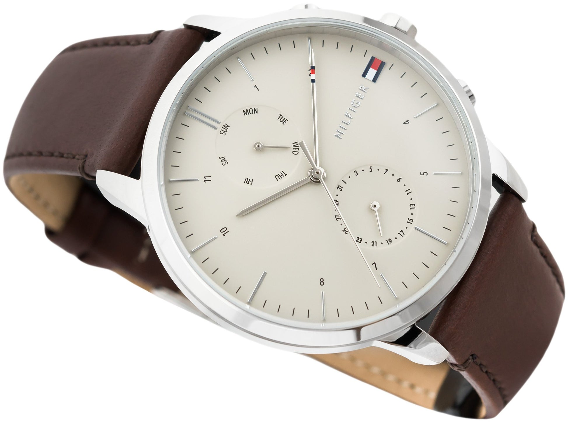 Buy Tommy Hilfiger Evan White Dial Brown Leather Strap Watch for Men - 1710404 in Pakistan
