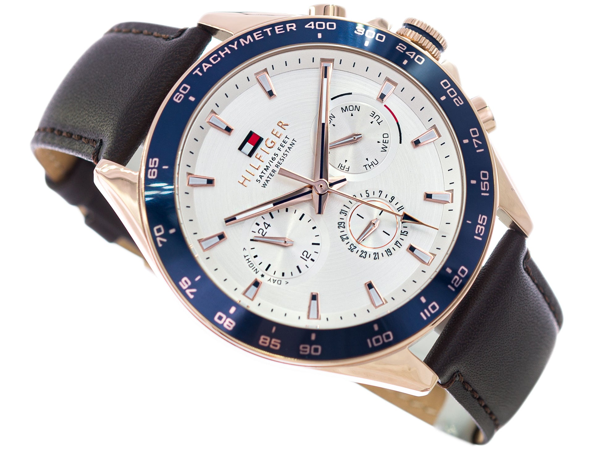 Buy Tommy Hilfiger Owen White Dial Brown Leather Strap Watch for Men - 1791966 in Pakistan