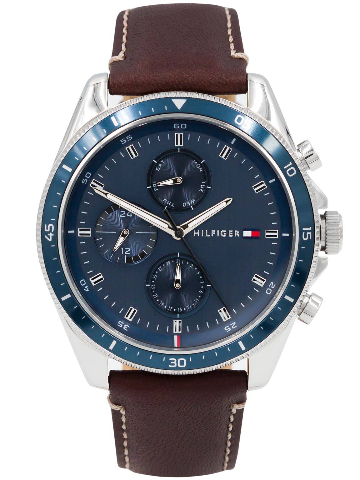Buy Tommy Hilfiger Mens Quartz Leather Strap Blue Dial 44mm Watch - 1791837 in Pakistan