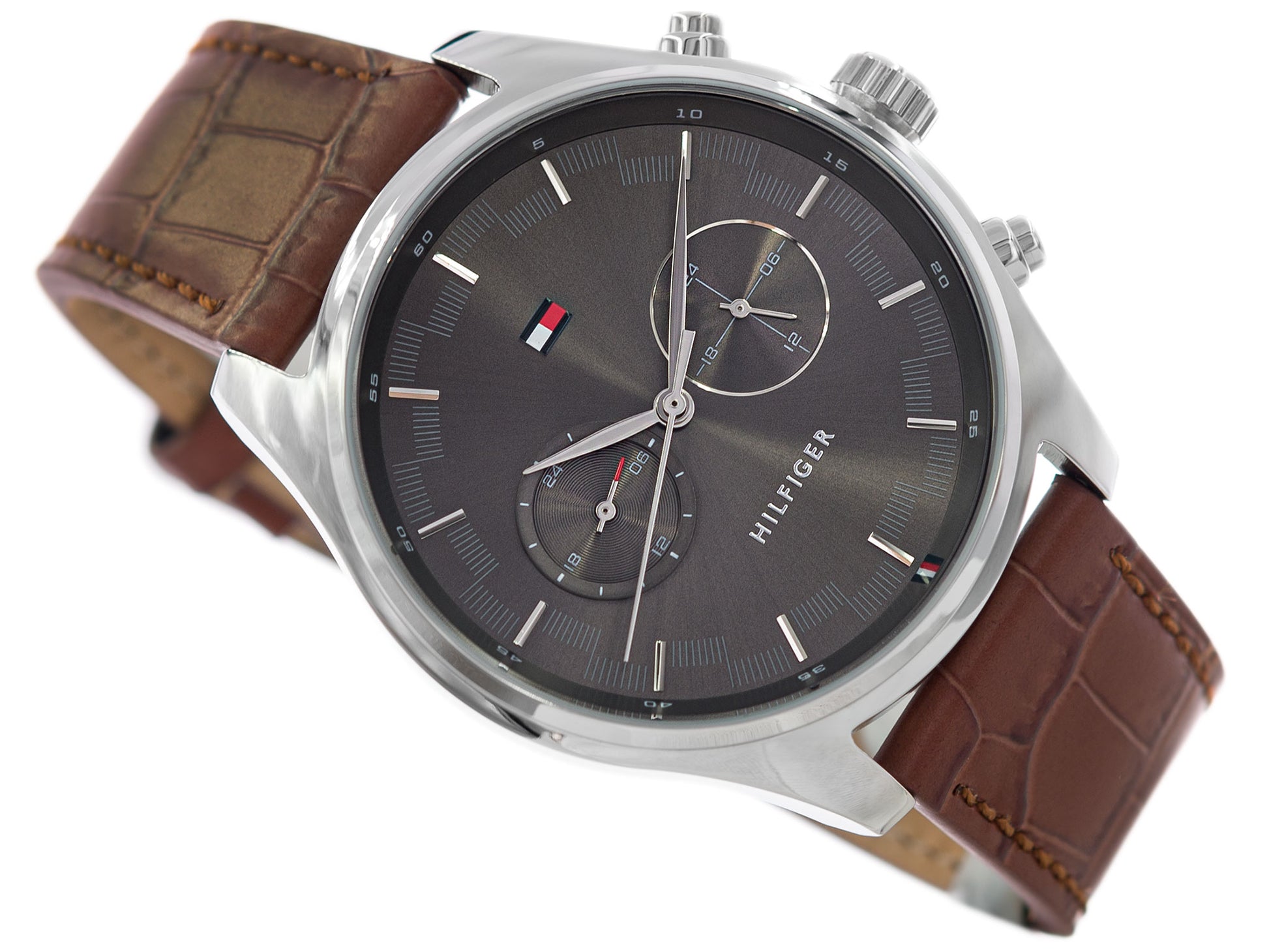 Buy Tommy Hilfiger Mens Quartz Leather Strap Grey Dial 44mm Watch - 1710422 in Pakistan