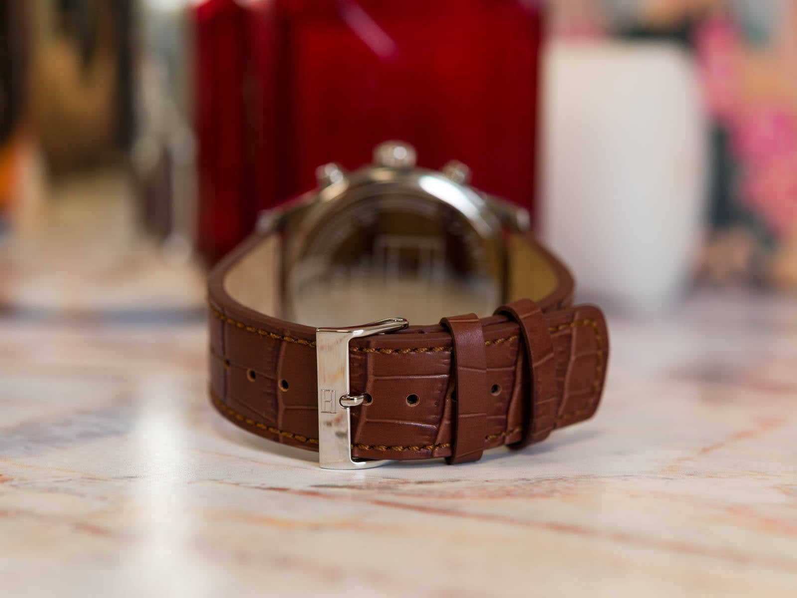 Buy Tommy Hilfiger Mens Quartz Leather Strap Grey Dial 44mm Watch - 1710422 in Pakistan