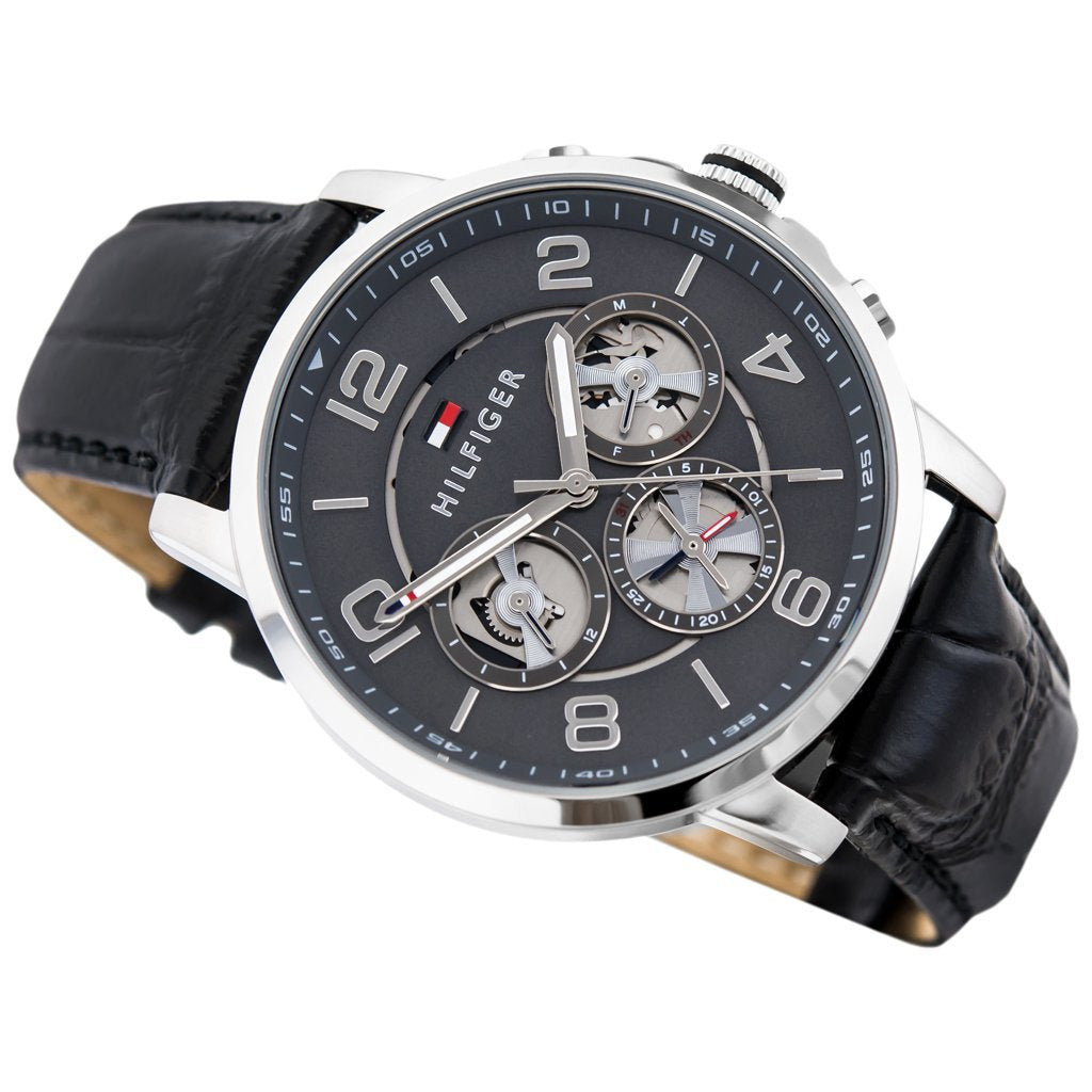 Buy Tommy Hilfiger Mens Quartz Leather Strap Multi Dial Grey Dial 44mm Watch - 1791289 in Pakistan