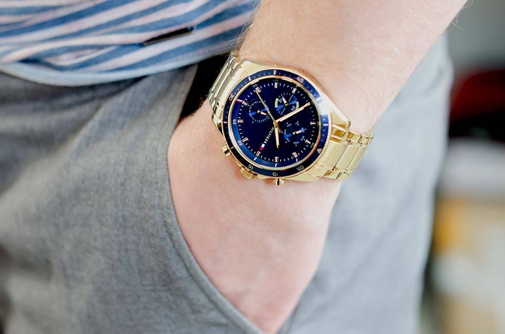 Buy Tommy Hilfiger Mens Quartz Gold Stainless Steel Blue Dial 44mm Watch - 1791834 in Pakistan