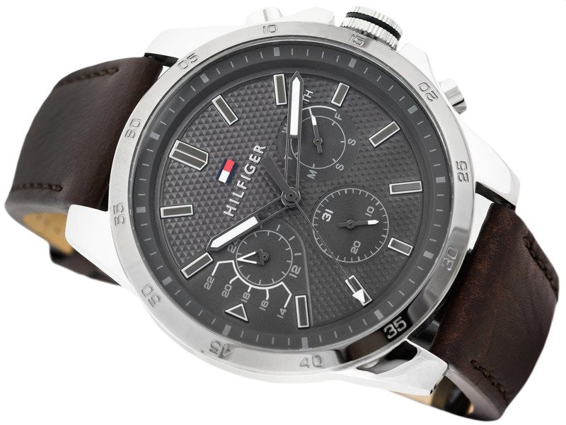 Buy Tommy Hilfiger Mens Quartz Leather Strap Grey Dial 48mm Watch - 1791562 in Pakistan