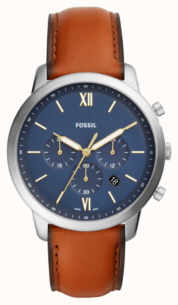 Buy Fossil Men's Chronograph Quartz Brown Leather Strap Blue Dial 44mm Watch FS5453 in Pakistan