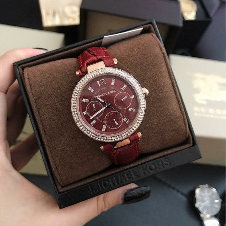 Buy Michael Kors Mini Parker Red Dial Red Leather Strap Ladies Watch - Mk6451 in Pakistan