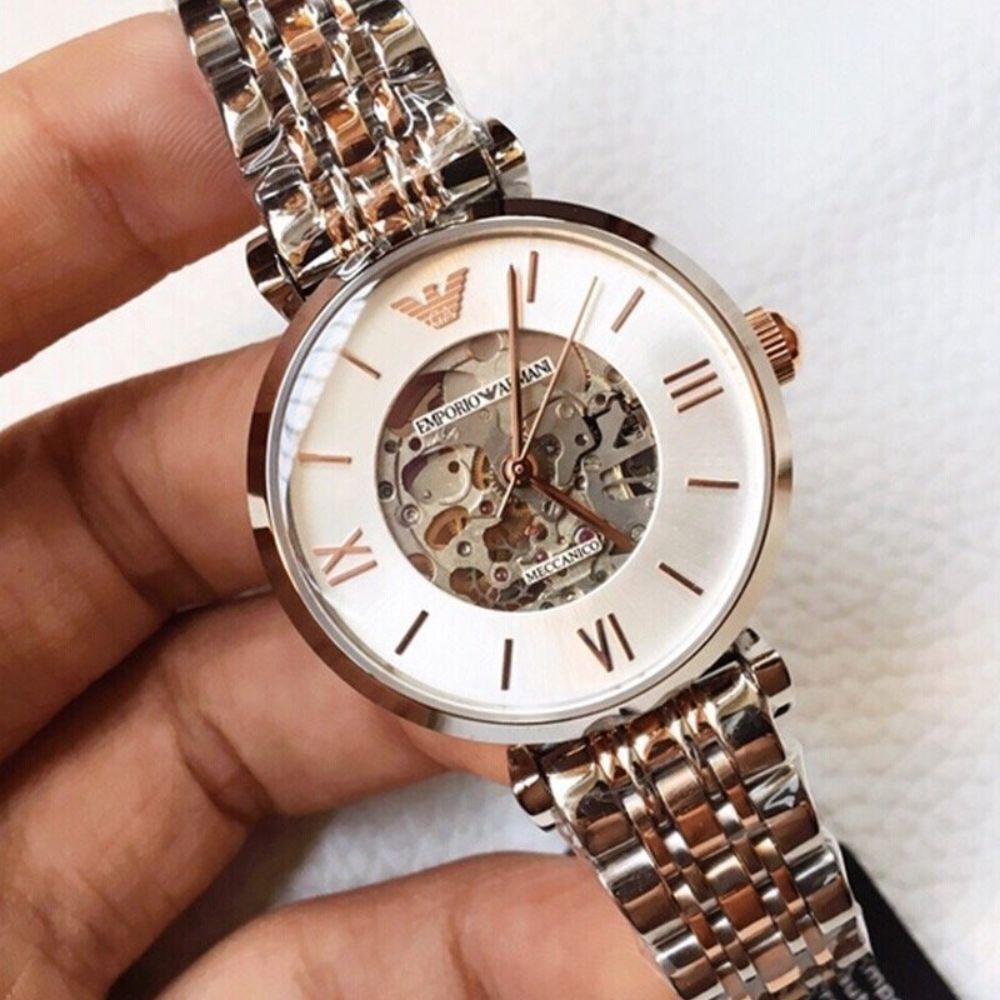 Buy Emporio Armani Gianni T Bar Silver Dial Two Tone Steel Strap Watch for Women - AR1992 in Pakistan