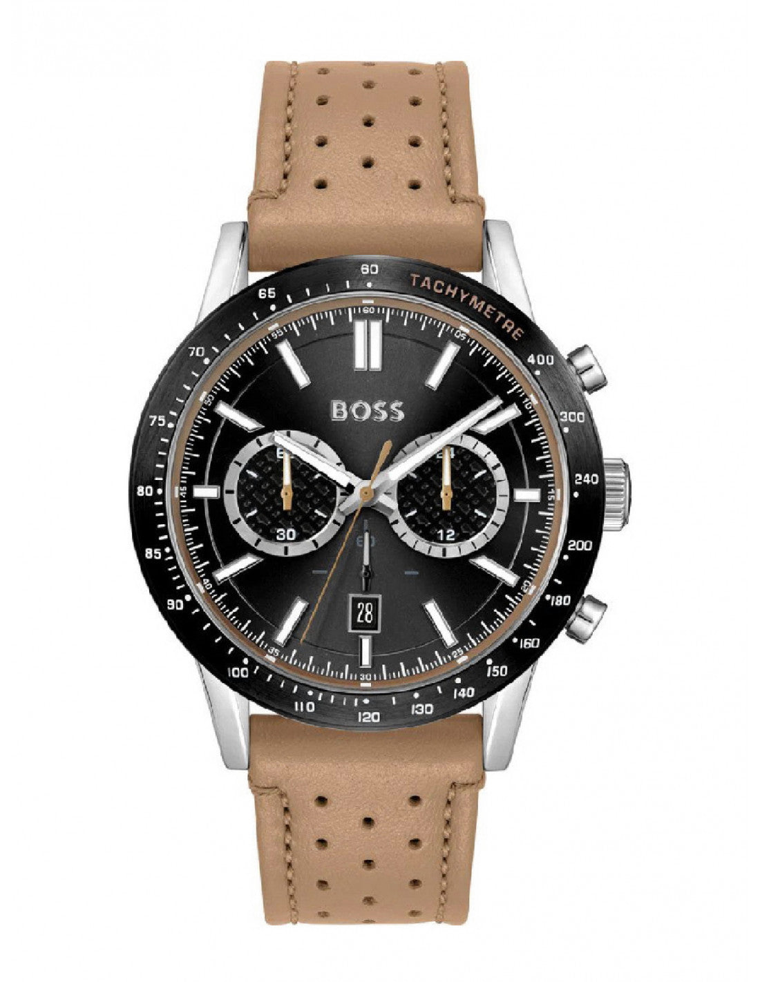 Buy Hugo Boss Mens Chronograph Quartz Leather Strap Black Dial 44mm Watch - 1513964 in Pakistan