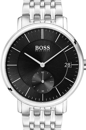 Buy Hugo Boss Mens Chronograph Quartz Silver Stainless Steel Black Dial 40mm Watch - 1513641 in Pakistan
