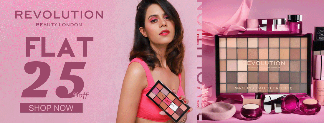 flat 25% off on revolution cosmetic products