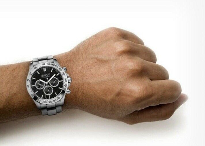 Buy Hugo Boss Mens Chronograph Quartz Stainless Steel Black Dial 46mm Watch - 1512965 in Pakistan