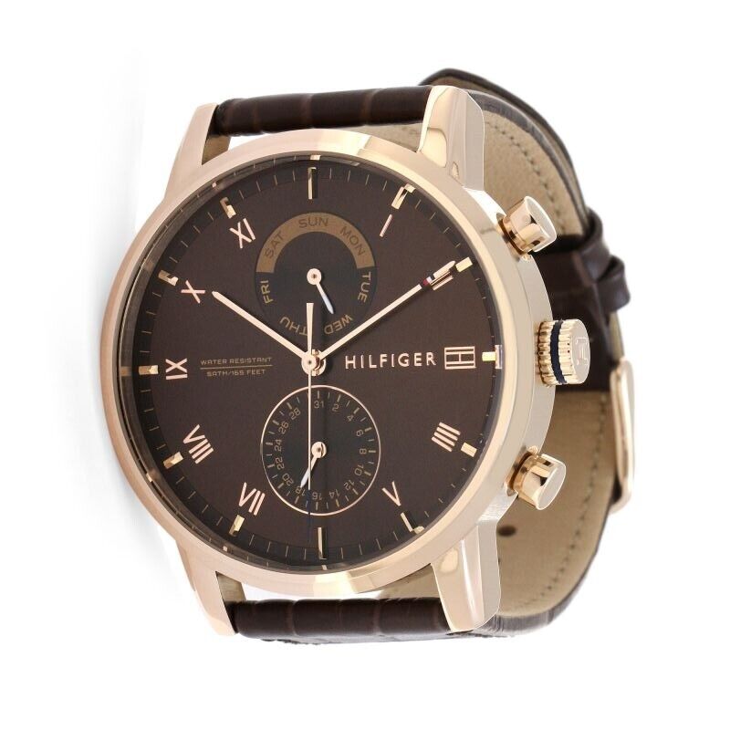 Buy Tommy Hilfiger Mens Quartz Leather Strap Brown Dial 44mm Watch - 1710400 in Pakistan