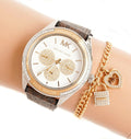 Buy Michael Kors White Dial Brown Leather Strap Watch for Women - Mk7205 in Pakistan