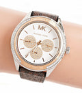 Buy Michael Kors White Dial Brown Leather Strap Watch for Women - Mk7205 in Pakistan