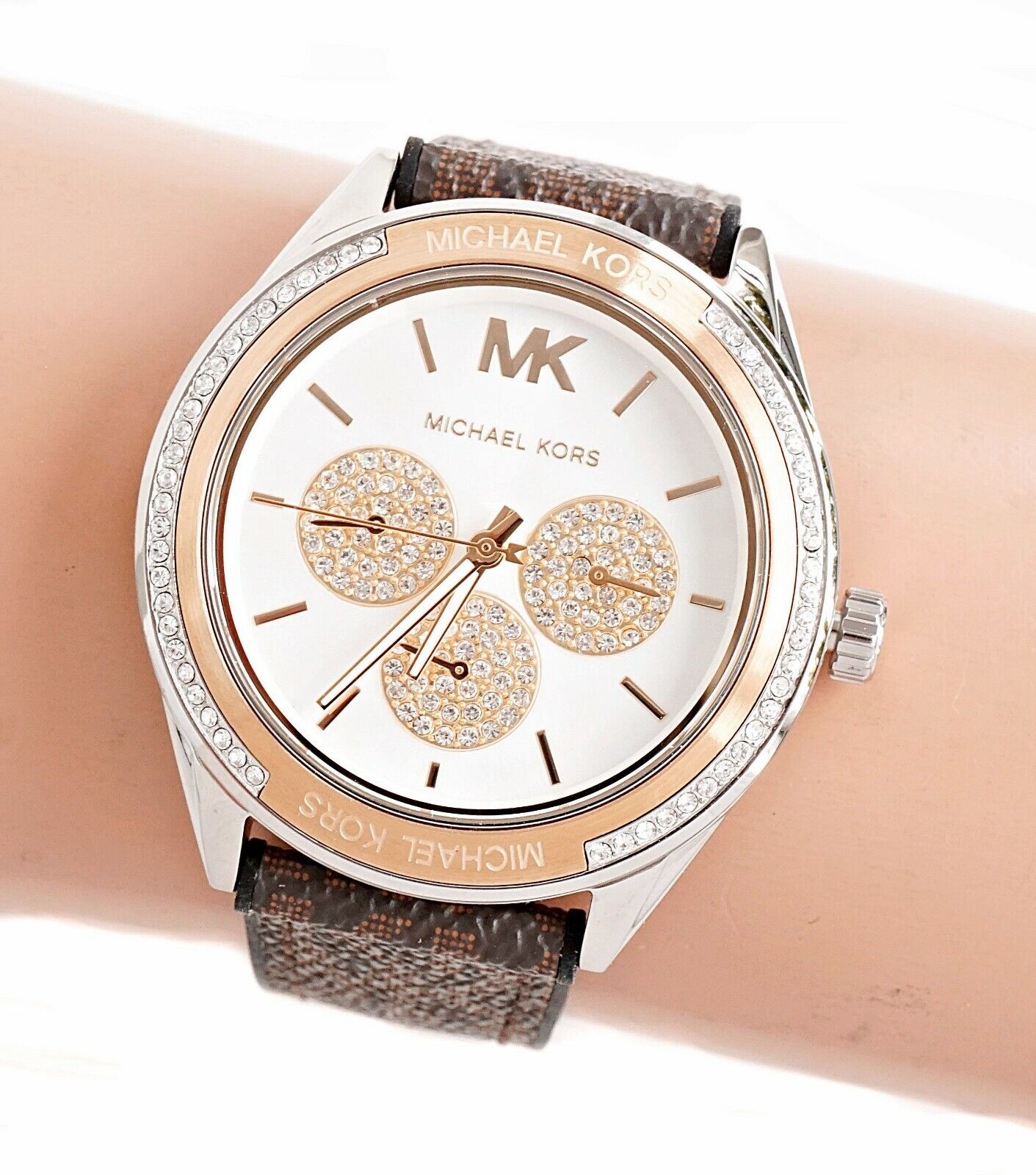 Buy Michael Kors White Dial Brown Leather Strap Watch for Women - Mk7205 in Pakistan