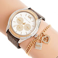 Buy Michael Kors White Dial Brown Leather Strap Watch for Women - Mk7205 in Pakistan