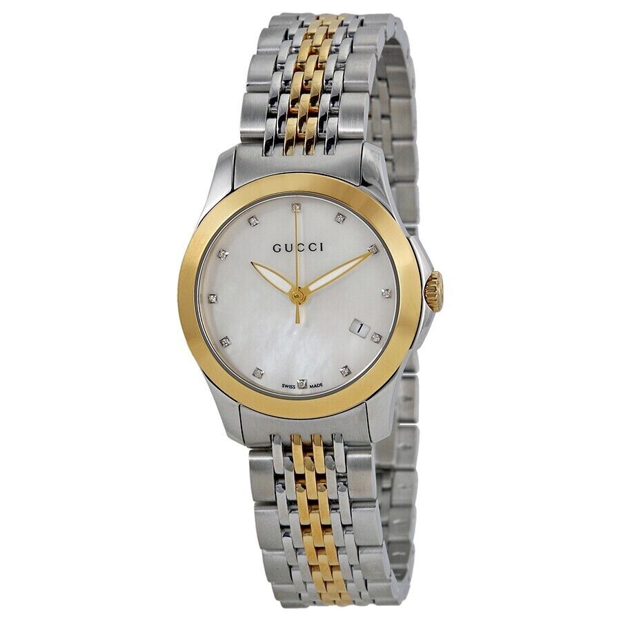 Buy Gucci G Timeless Mother of Pearl Dial Two Tone Steel Strap Watch for Women - YA126513 in Pakistan