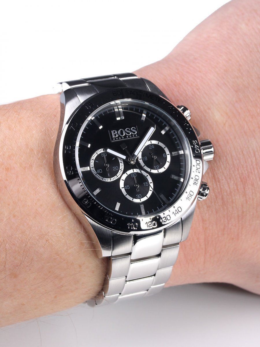 Buy Hugo Boss Mens Chronograph Quartz Stainless Steel Black Dial 46mm Watch - 1512965 in Pakistan